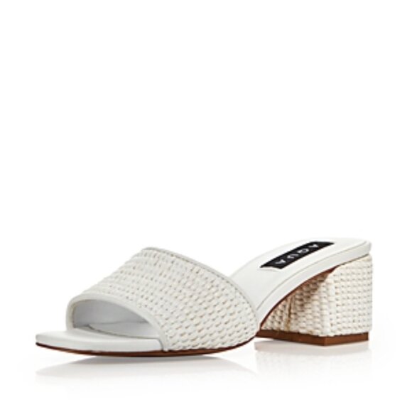 Aqua Shoes - AQUA Women's Suri Slip On High Heel Slide Sandals Size 10M In White Raffia